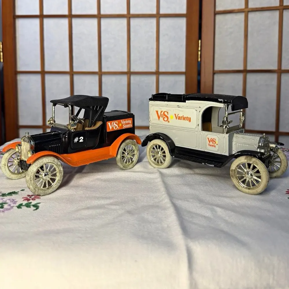 Vintage ERTL V&S Variety #2 #3 Ford Model T Diecast Bank Lot Runabout Van